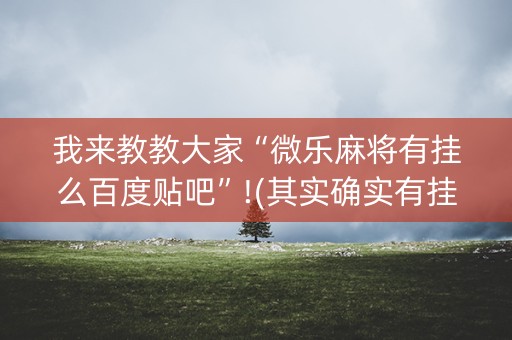 我来教教大家“微乐麻将有挂么百度贴吧”!(其实确实有挂)-抖音