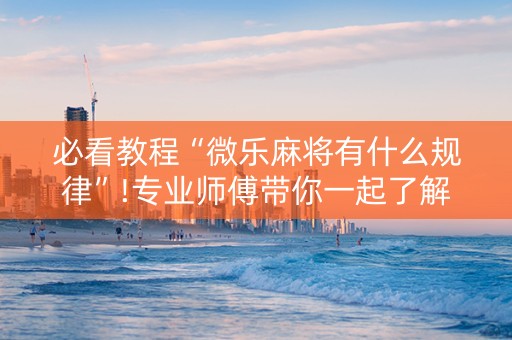 必看教程“微乐麻将有什么规律”!专业师傅带你一起了解（详细教程）-抖音