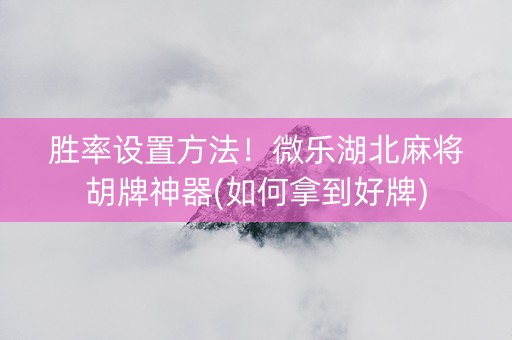 胜率设置方法！微乐湖北麻将胡牌神器(如何拿到好牌)
