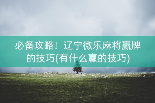必备攻略！辽宁微乐麻将赢牌的技巧(有什么赢的技巧)