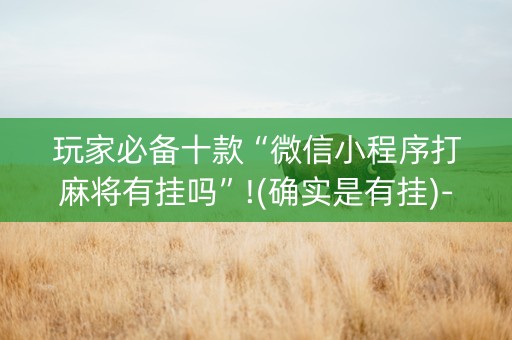 玩家必备十款“微信小程序打麻将有挂吗”!(确实是有挂)-抖音