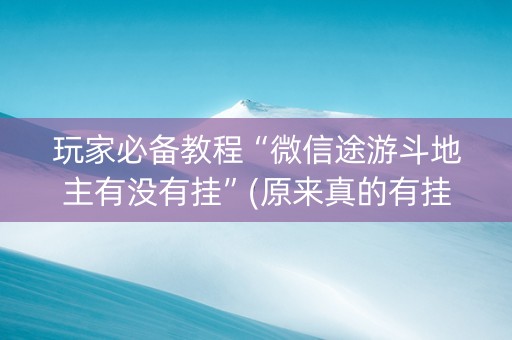 玩家必备教程“微信途游斗地主有没有挂”(原来真的有挂)-抖音