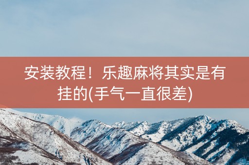 安装教程！乐趣麻将其实是有挂的(手气一直很差)