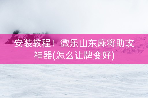 安装教程！微乐山东麻将助攻神器(怎么让牌变好)