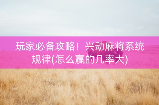 玩家必备攻略！兴动麻将系统规律(怎么赢的几率大)