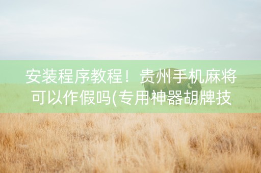 安装程序教程！贵州手机麻将可以作假吗(专用神器胡牌技巧)