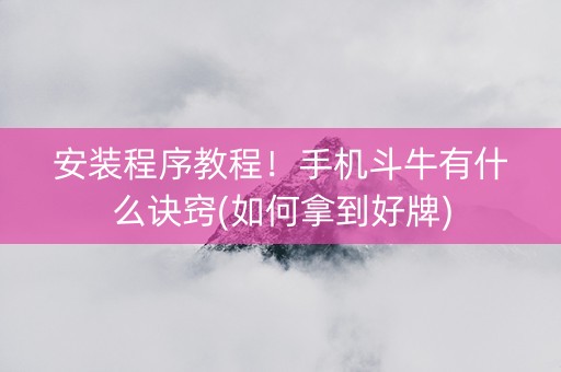 安装程序教程！手机斗牛有什么诀窍(如何拿到好牌)