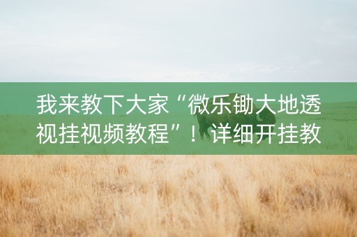 我来教下大家“微乐锄大地透视挂视频教程”！详细开挂教程（确实真的有挂)-抖音