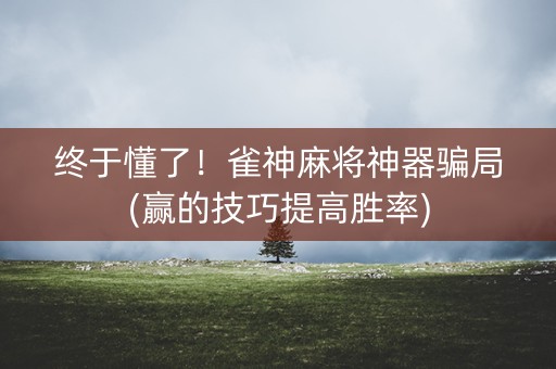 终于懂了！雀神麻将神器骗局(赢的技巧提高胜率)
