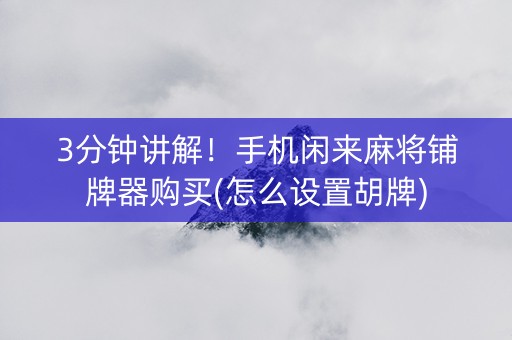 3分钟讲解！手机闲来麻将铺牌器购买(怎么设置胡牌)