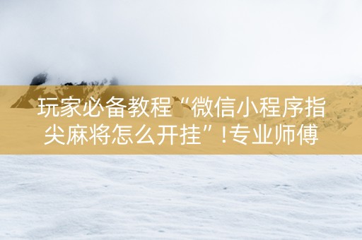 玩家必备教程“微信小程序指尖麻将怎么开挂”!专业师傅带你一起了解（详细教程）-抖音