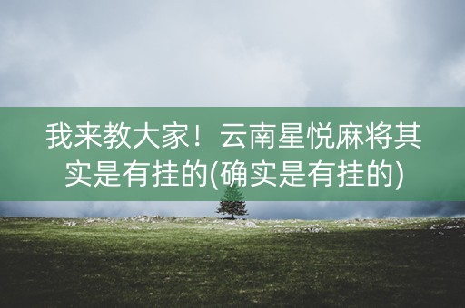 我来教大家！云南星悦麻将其实是有挂的(确实是有挂的)