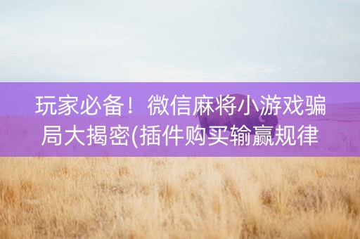 玩家必备！微信麻将小游戏骗局大揭密(插件购买输赢规律)
