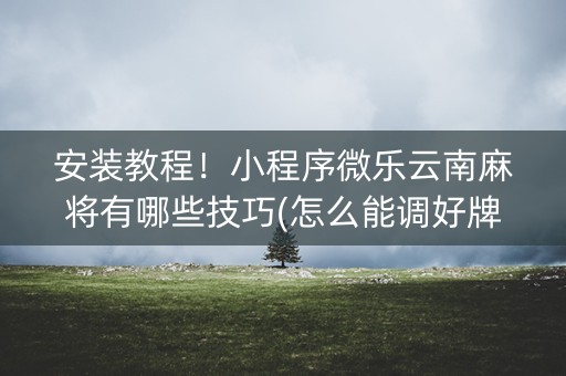 安装教程！小程序微乐云南麻将有哪些技巧(怎么能调好牌)