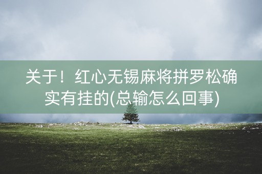 关于！红心无锡麻将拼罗松确实有挂的(总输怎么回事)