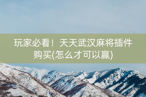 玩家必看！天天武汉麻将插件购买(怎么才可以赢)