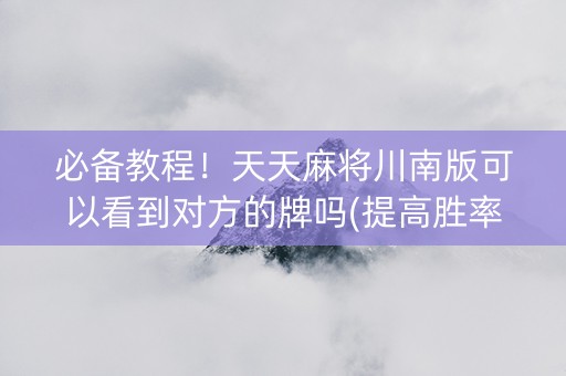 必备教程！天天麻将川南版可以看到对方的牌吗(提高胜率技巧)