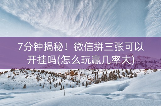 7分钟揭秘！微信拼三张可以开挂吗(怎么玩赢几率大)