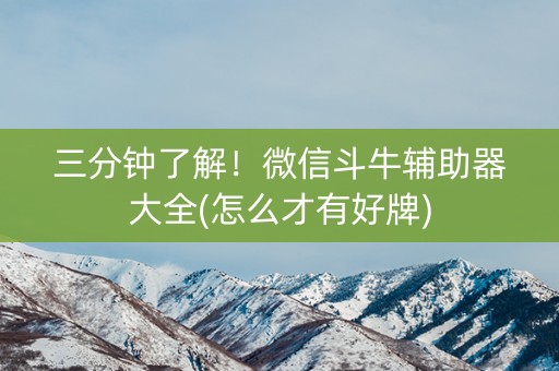 三分钟了解！微信斗牛辅助器大全(怎么才有好牌)