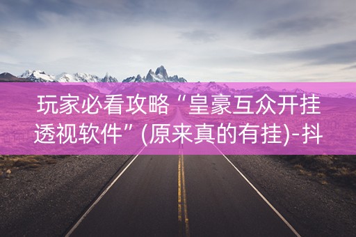 玩家必看攻略“皇豪互众开挂透视软件”(原来真的有挂)-抖音