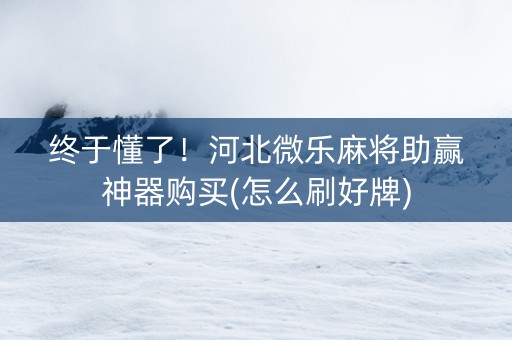 终于懂了！河北微乐麻将助赢神器购买(怎么刷好牌)