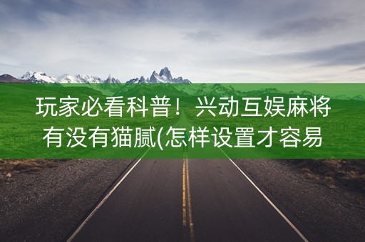 玩家必看科普！兴动互娱麻将有没有猫腻(怎样设置才容易赢)