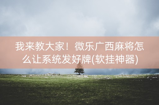 我来教大家！微乐广西麻将怎么让系统发好牌(软挂神器)