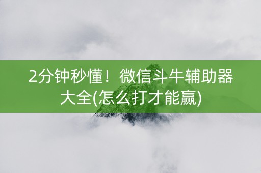 2分钟秒懂！微信斗牛辅助器大全(怎么打才能赢)