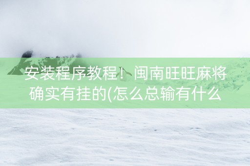 安装程序教程！闽南旺旺麻将确实有挂的(怎么总输有什么猫腻)