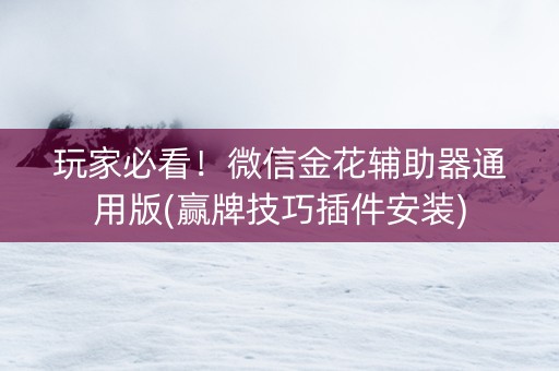 玩家必看！微信金花辅助器通用版(赢牌技巧插件安装)