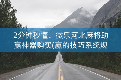 2分钟秒懂！微乐河北麻将助赢神器购买(赢的技巧系统规律)