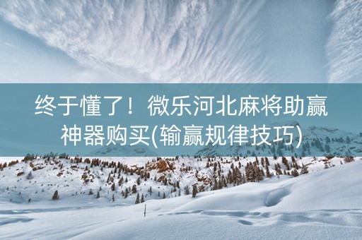 终于懂了！微乐河北麻将助赢神器购买(输赢规律技巧)