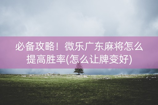 必备攻略！微乐广东麻将怎么提高胜率(怎么让牌变好)