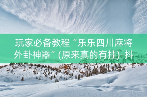 玩家必备教程“乐乐四川麻将外卦神器”(原来真的有挂)-抖音