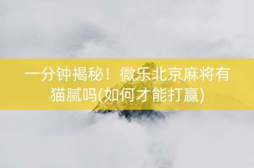 一分钟揭秘！微乐北京麻将有猫腻吗(如何才能打赢)