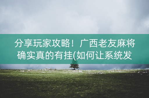 分享玩家攻略！广西老友麻将确实真的有挂(如何让系统发好牌)