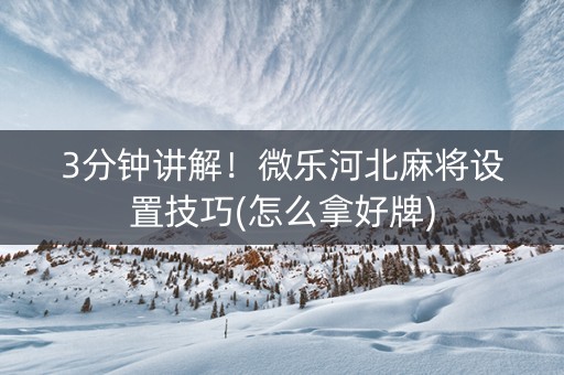 3分钟讲解！微乐河北麻将设置技巧(怎么拿好牌)