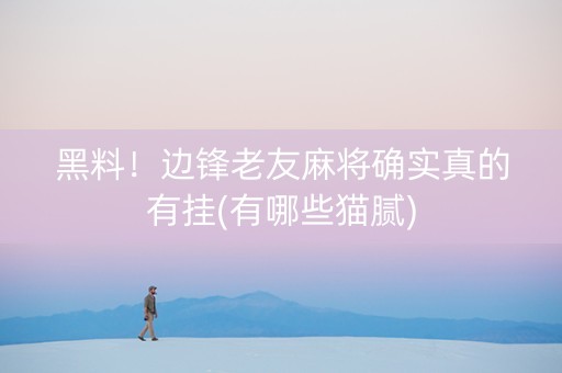 黑料！边锋老友麻将确实真的有挂(有哪些猫腻)