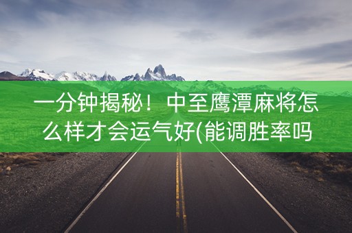 一分钟揭秘！中至鹰潭麻将怎么样才会运气好(能调胜率吗)