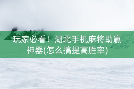 玩家必看！湖北手机麻将助赢神器(怎么搞提高胜率)
