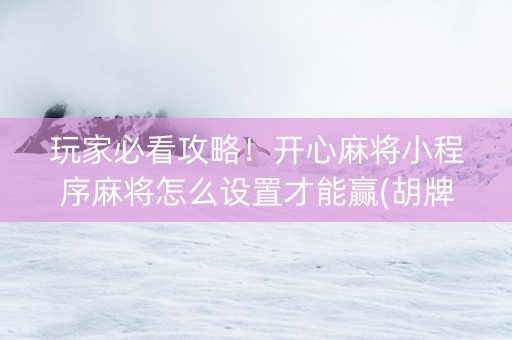 玩家必看攻略！开心麻将小程序麻将怎么设置才能赢(胡牌神器有猫腻吗)