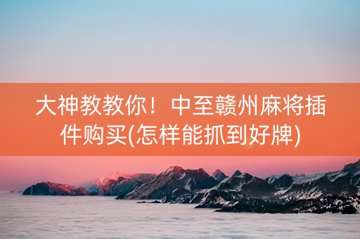 大神教教你！中至赣州麻将插件购买(怎样能抓到好牌)
