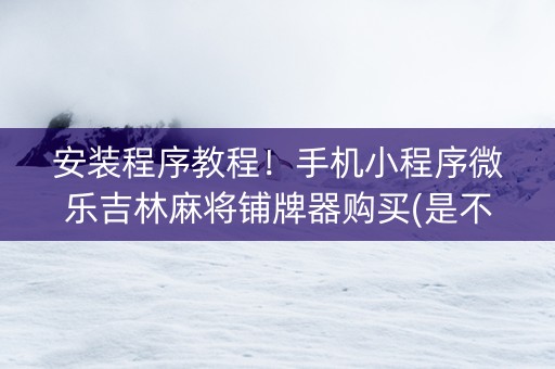 安装程序教程！手机小程序微乐吉林麻将铺牌器购买(是不是有猫腻)