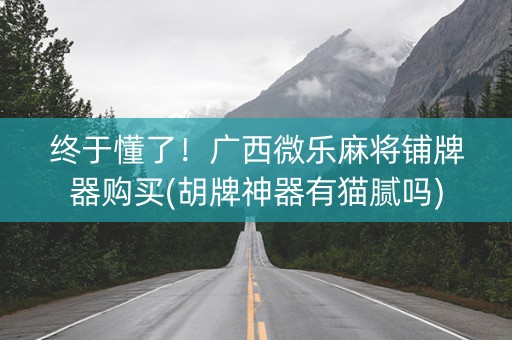 终于懂了！广西微乐麻将铺牌器购买(胡牌神器有猫腻吗)
