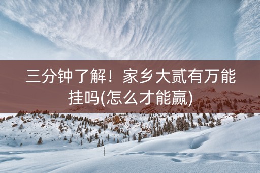 三分钟了解！家乡大贰有万能挂吗(怎么才能赢)
