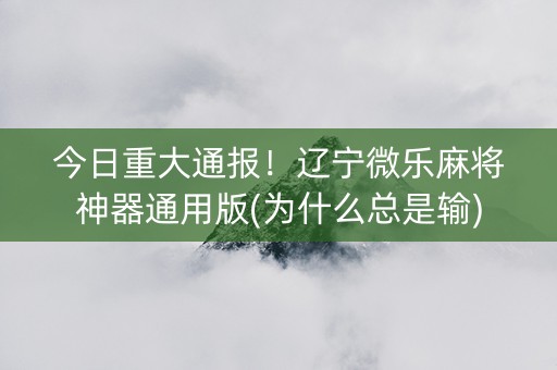 今日重大通报！辽宁微乐麻将神器通用版(为什么总是输)