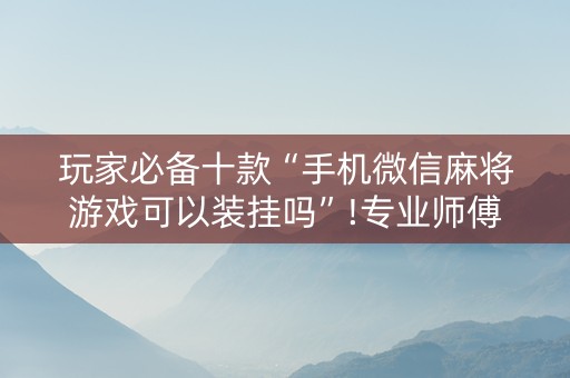 玩家必备十款“手机微信麻将游戏可以装挂吗”!专业师傅带你一起了解（详细教程）-抖音