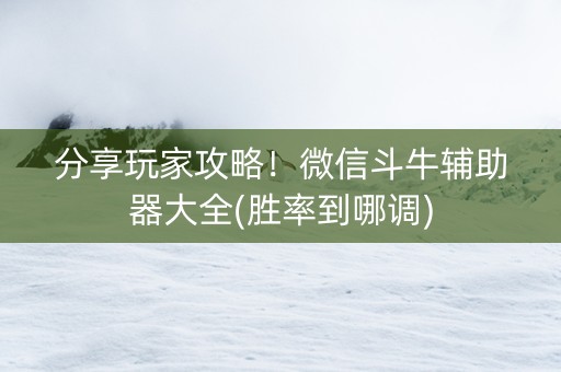 分享玩家攻略！微信斗牛辅助器大全(胜率到哪调)