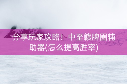 分享玩家攻略！中至赣牌圈辅助器(怎么提高胜率)