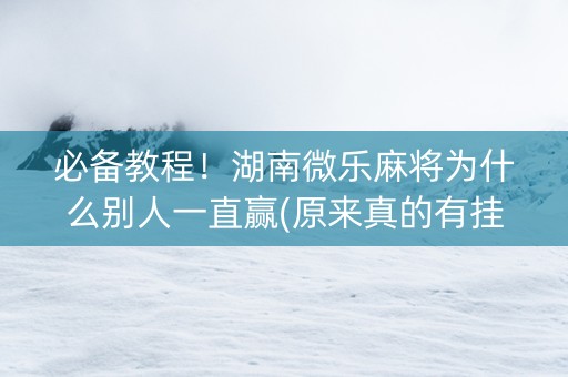 必备教程！湖南微乐麻将为什么别人一直赢(原来真的有挂)